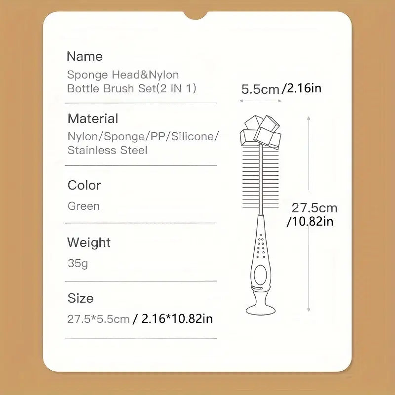 Baby Bottle and Pacifier Brush Cleaning Set 2 in 1 Various Colours