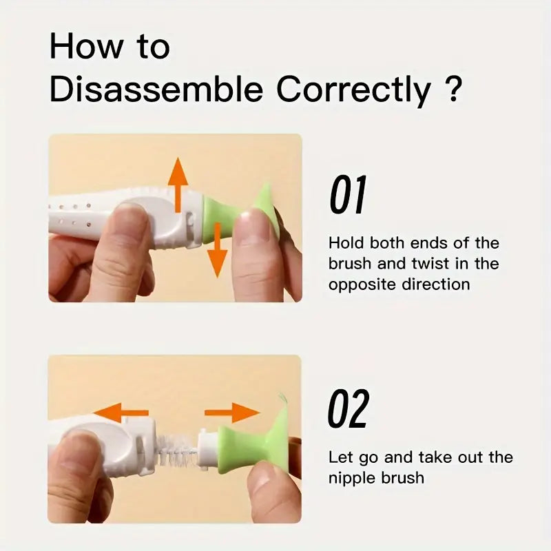 Baby Bottle and Pacifier Brush Cleaning Set 2 in 1 Various Colours