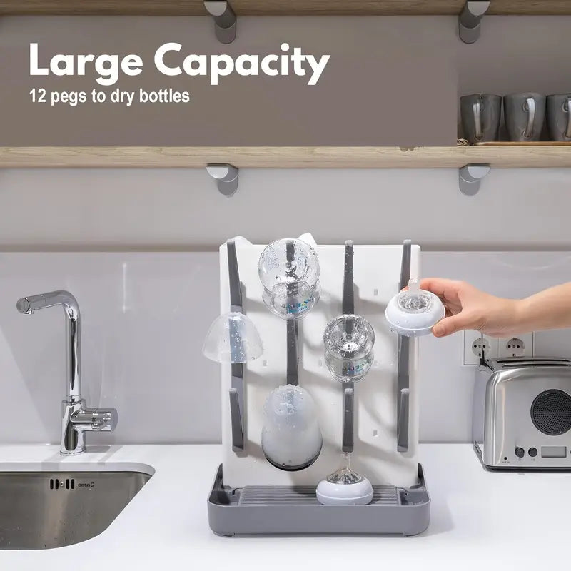 Baby 12 Bottle-Pacifiers-Brushes Drying Rack Durable PP Material