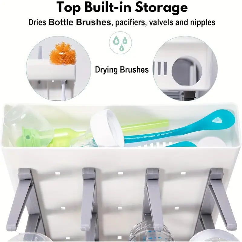 Baby 12 Bottle-Pacifiers-Brushes Drying Rack Durable PP Material