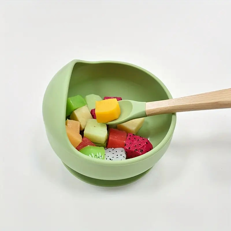 Baby Self Feeding Utensil set with Non-Toxic Silicon Bowl & Spoon and Fork