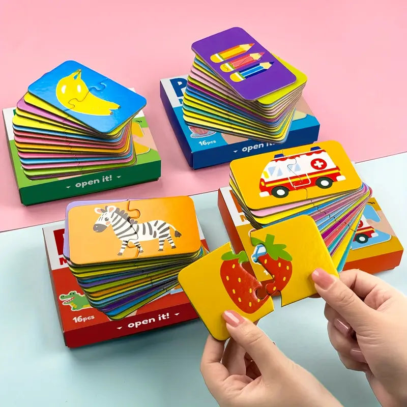 Colourful 32pcs Jigsaw Puzzles - Animals Vehicles Fruits Vegetables