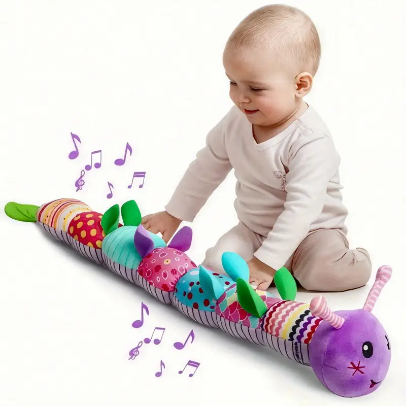 1pc Interactive Plush CATERPILLAR Toy with Music, Sensory Rustling & Texture Features