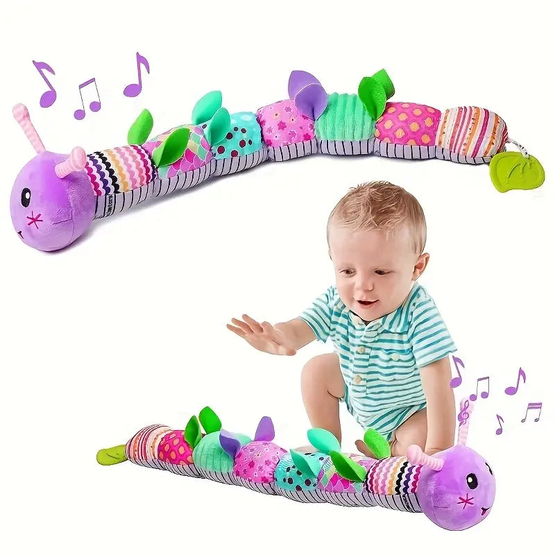 1pc Interactive Plush CATERPILLAR Toy with Music, Sensory Rustling & Texture Features
