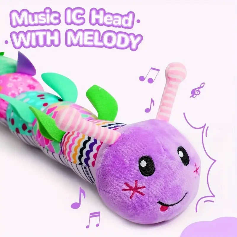 1pc Interactive Plush CATERPILLAR Toy with Music, Sensory Rustling & Texture Features