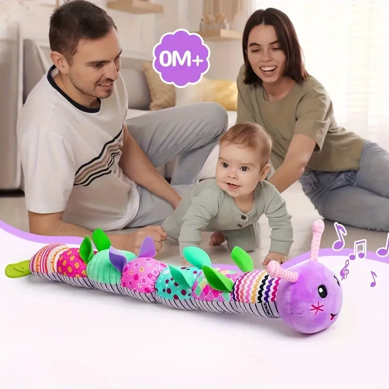 1pc Interactive Plush CATERPILLAR Toy with Music, Sensory Rustling & Texture Features