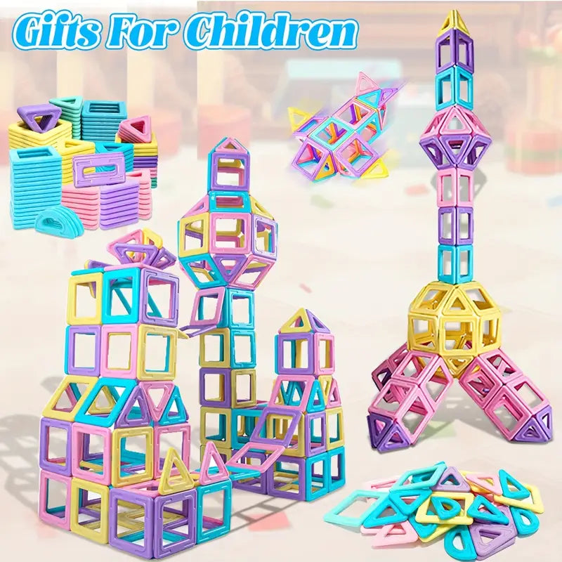 Macaron Colours Magnetic Designer Big Size Construction Building Magnet Blocks 68pcs