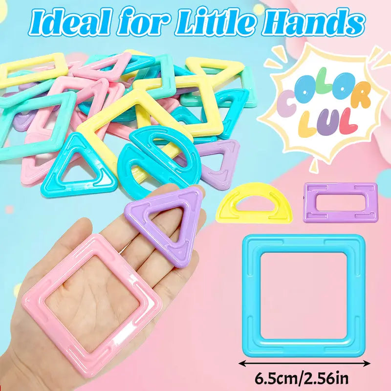 Macaron Colours Magnetic Designer Big Size Construction Building Magnet Blocks 68pcs