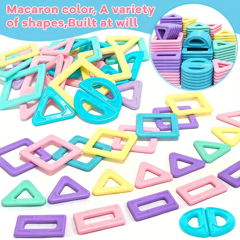 Macaron Colours Magnetic Designer Big Size Construction Building Magnet Blocks 68pcs