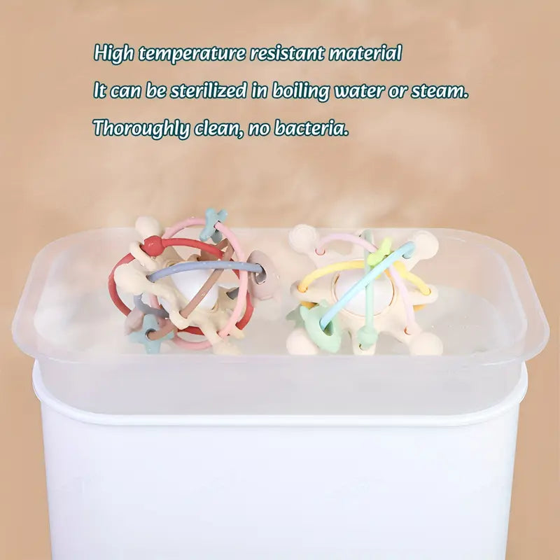 Rattle & Sensory Teether Bed Bell Silicone Ball -0 12 Months