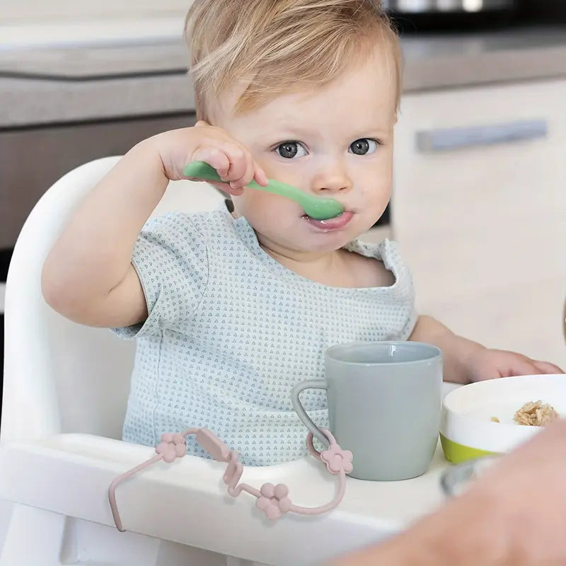 Silicon Baby Safety Chain Holder Clip for Strollers, High Chairs, Car Seats, Cribs - Various Colours