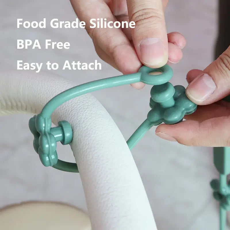 Silicon Baby Safety Chain Holder Clip for Strollers, High Chairs, Car Seats, Cribs - Various Colours