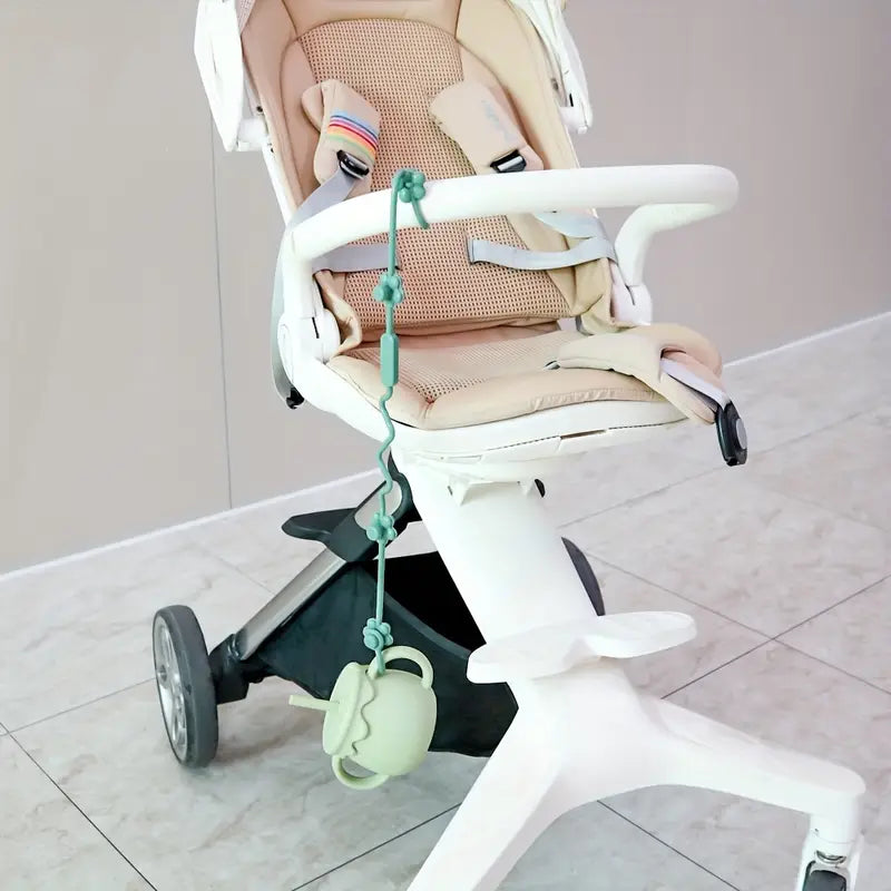 Silicon Baby Safety Chain Holder Clip for Strollers, High Chairs, Car Seats, Cribs - Various Colours