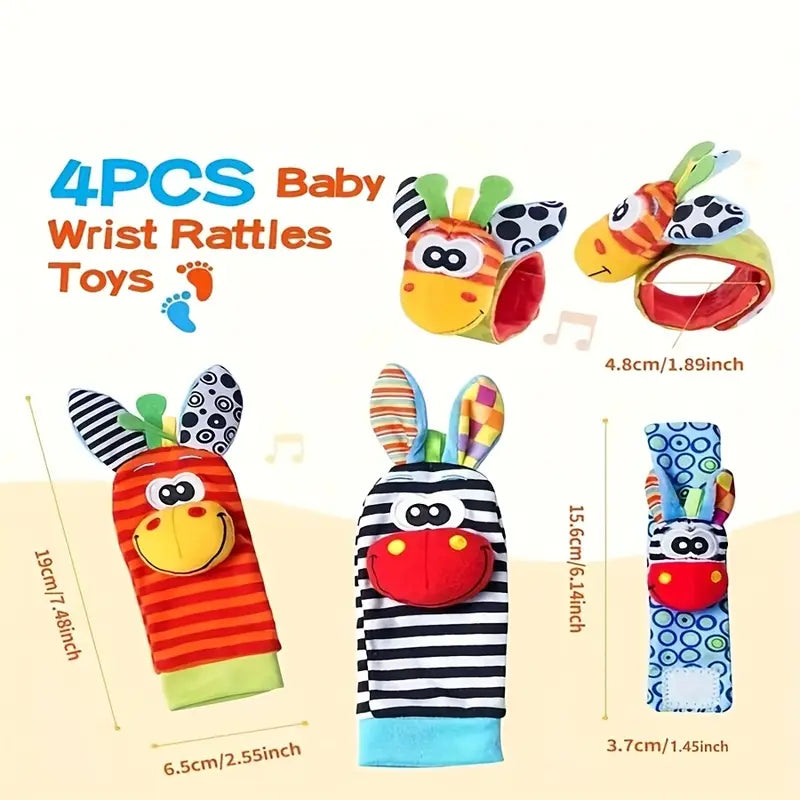 Toddler Entertainment -  Stuffed Plushies - For Wrists and Feet  - 4pcs