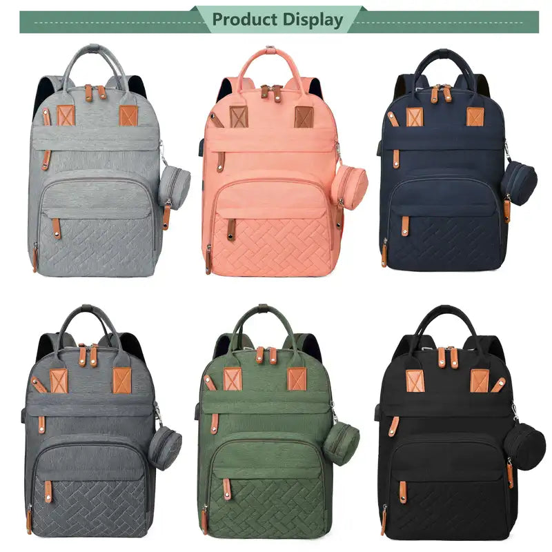 Large Multifunctional Soft Shell Baby Backpack Nappy Bag - 6 Colours Available