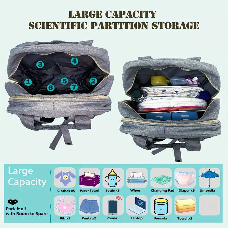 Large Multifunctional Soft Shell Baby Backpack Nappy Bag - 6 Colours Available