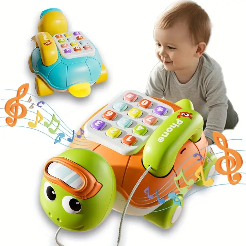 Interactive Baby Learning Turtle Phone for Fine Motor Skills - Green or Yellow