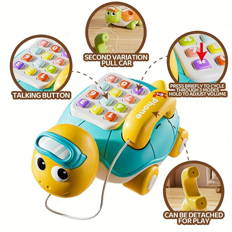 Interactive Baby Learning Turtle Phone for Fine Motor Skills - Green or Yellow