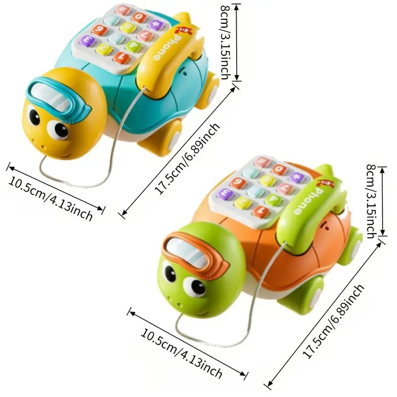 Interactive Baby Learning Turtle Phone for Fine Motor Skills - Green or Yellow