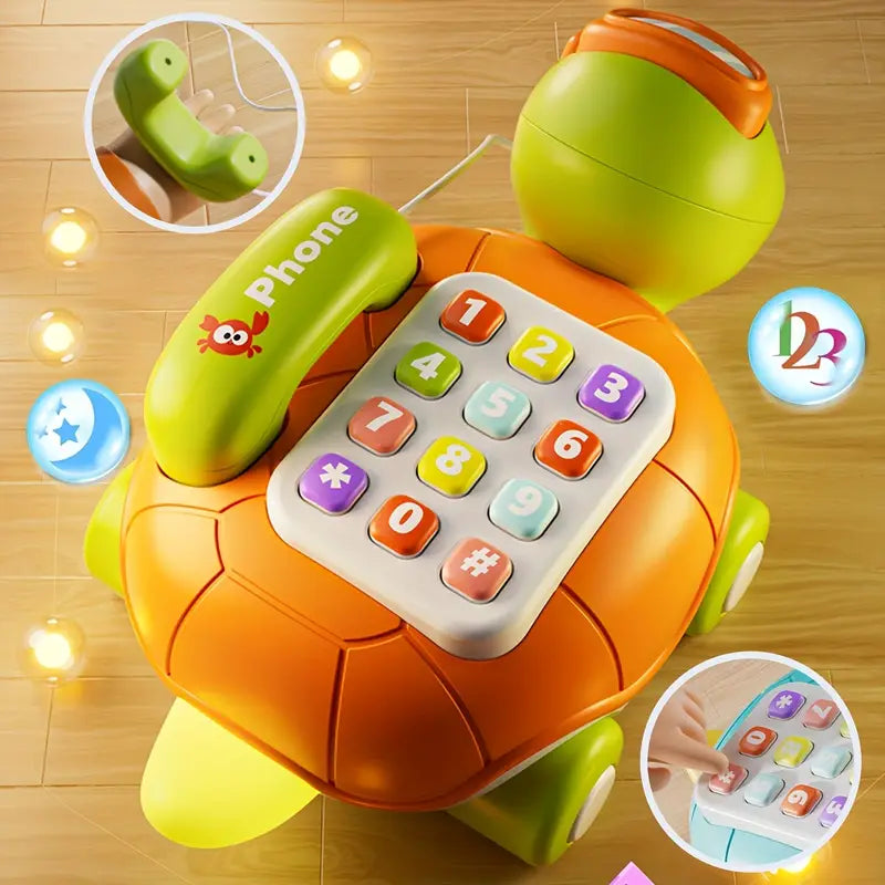 Interactive Baby Learning Turtle Phone for Fine Motor Skills - Green or Yellow