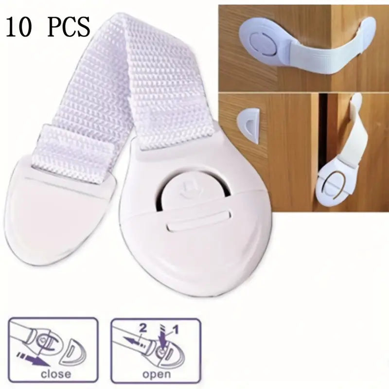 White Child Protective Cabinet and Drawer Safety Locks - 10 pieces