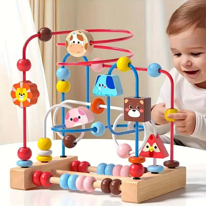 Baby Three Line Animal Wooden Bead Toy