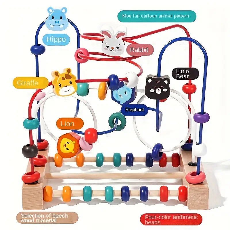 Baby Three Line Animal Wooden Bead Toy